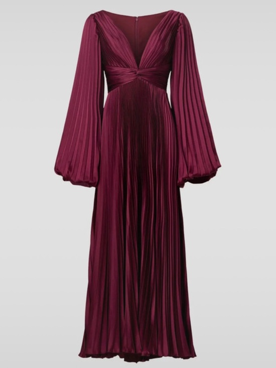 Mac Duggal Dresses & Skirts - MAC DUGGAL pleated Burgundy Long-Sleeve Maxi Dress Sz 8